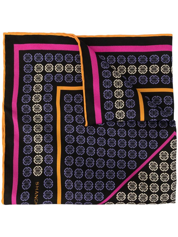 Shanghai Tang Geometric Shòu Print Pocket Square - Purple
