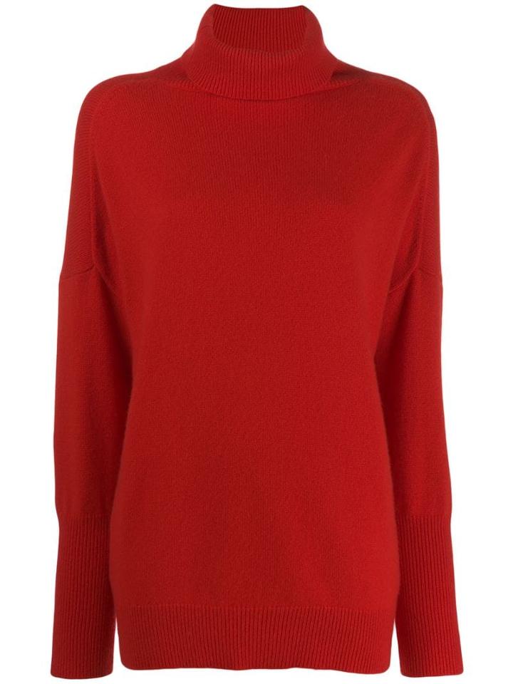 Chinti & Parker Roll Neck Cashmere Jumper - Red