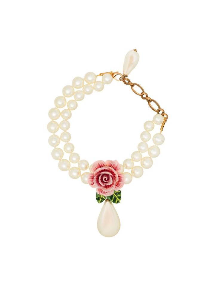 Dolce & Gabbana Dg Perl Pnk Rose Bead Drop Nklc