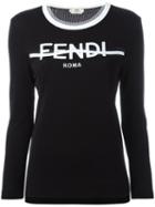 Fendi Printed Top, Women's, Size: 40, Black, Cotton/viscose/polyamide