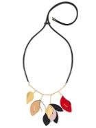 Marni Leaf Pendant Necklace, Women's, Black, Leather/metal Other