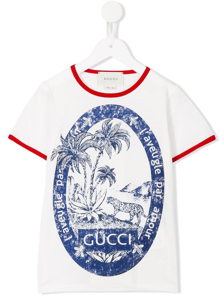 Gucci Kids Jungle Print T-shirt, Boy's, Size: 8 Yrs, White