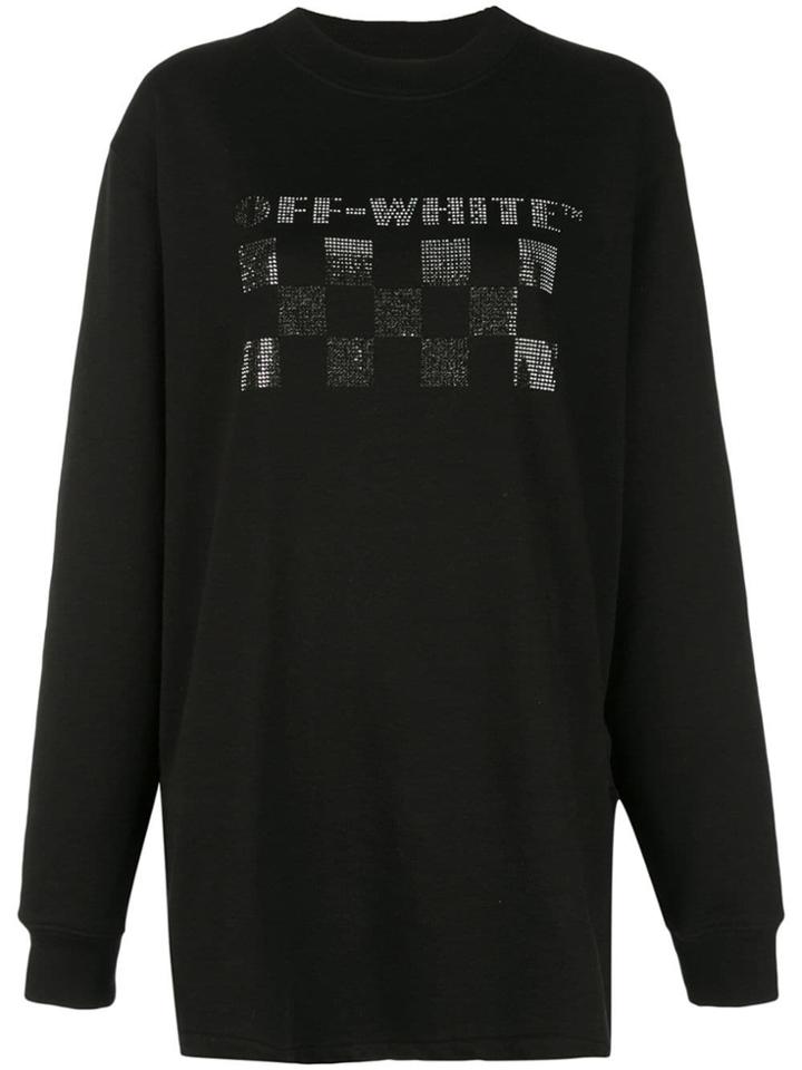 Off-white Crystal Logo Sweatshirt Dress - Black