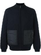 Salvatore Ferragamo Quilted Bomber Jacket, Men's, Size: Medium, Blue, Polyester/virgin Wool