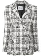 Msgm Double-breasted Tartan Jacket - Grey