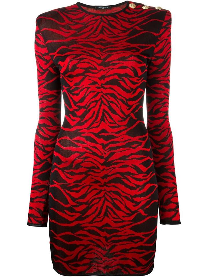 Balmain Zebra Intarsia Knit Dress