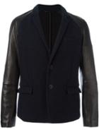 Giorgio Armani Leather Sleeve Blazer, Men's, Size: 50, Blue, Lamb Skin/polyester/viscose/virgin Wool
