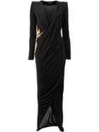 Balmain Embroidered Crossover Gown - Black