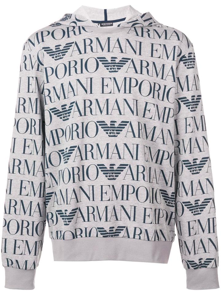 Emporio Armani Logo Hoodie - Grey