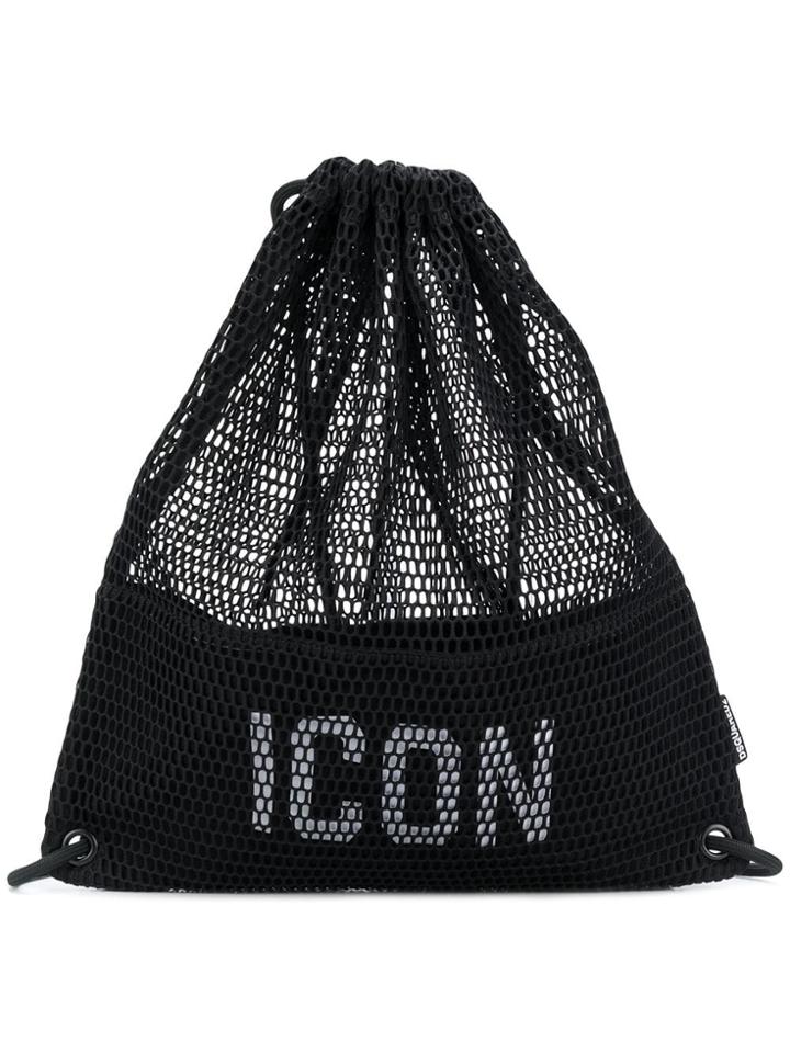 Dsquared2 Icon Mesh Drawstring Bag - Black
