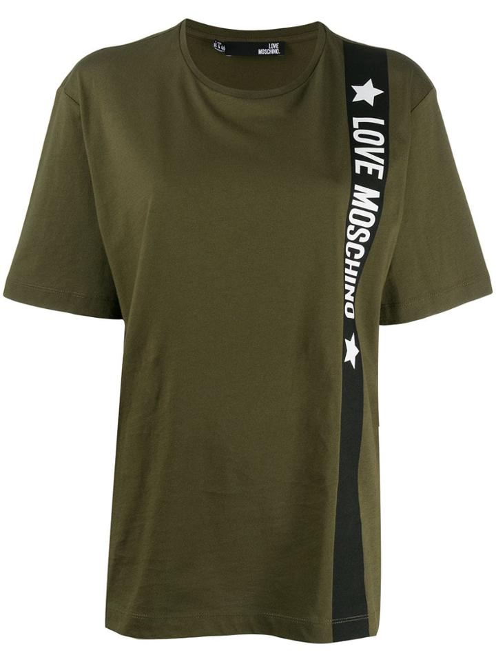 Love Moschino Oversized Logo Stripe T-shirt - Green
