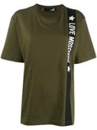 Love Moschino Oversized Logo Stripe T-shirt - Green
