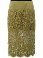 Dries Van Noten Lace Detail Pencil Skirt, Women's, Size: 36, Green, Cotton/polyamide/viscose