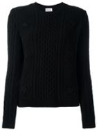 Red Valentino Cable Knit Sweater, Women's, Size: Medium, Black, Virgin Wool