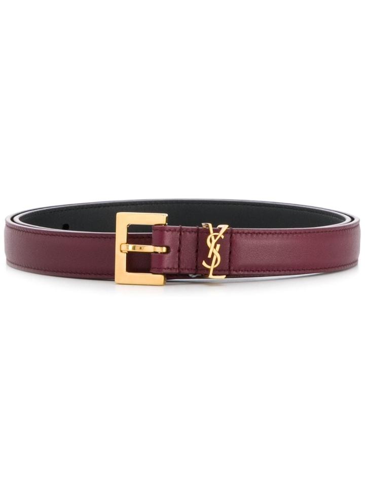 Saint Laurent Monogram Plaque Belt - Red