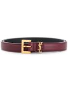 Saint Laurent Monogram Plaque Belt - Red