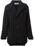 Issey Miyake Geometric Textured Jacket, Women's, Size: 2, Black, Cotton/polyester/polyurethane/triacetate