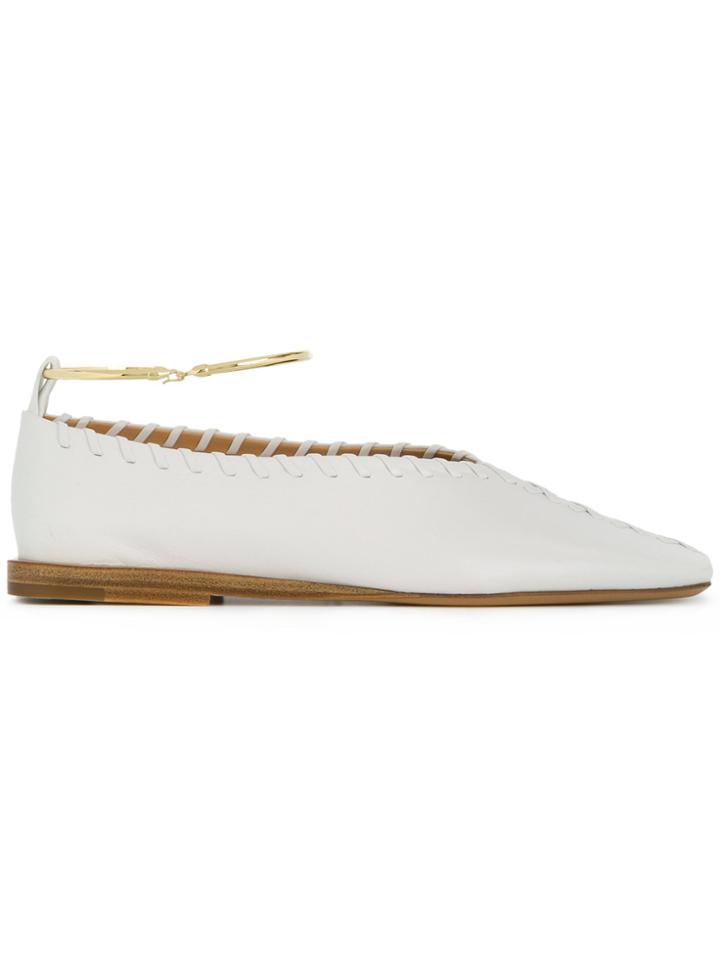 Jil Sander Ankle Strap Ballerinas - White