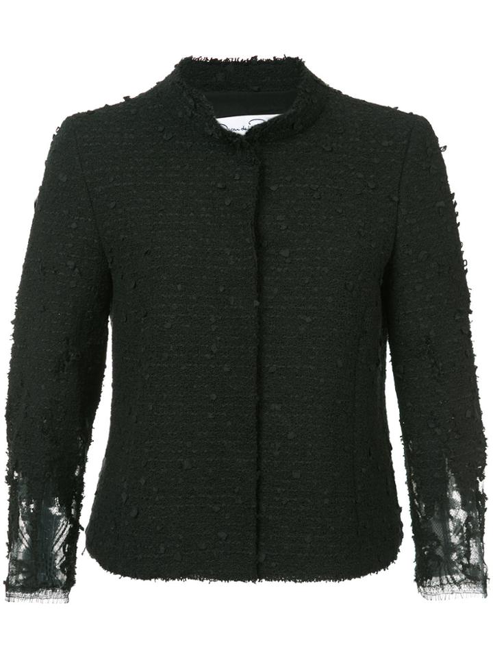 Oscar De La Renta Lace-insert Cropped Jacket - Black