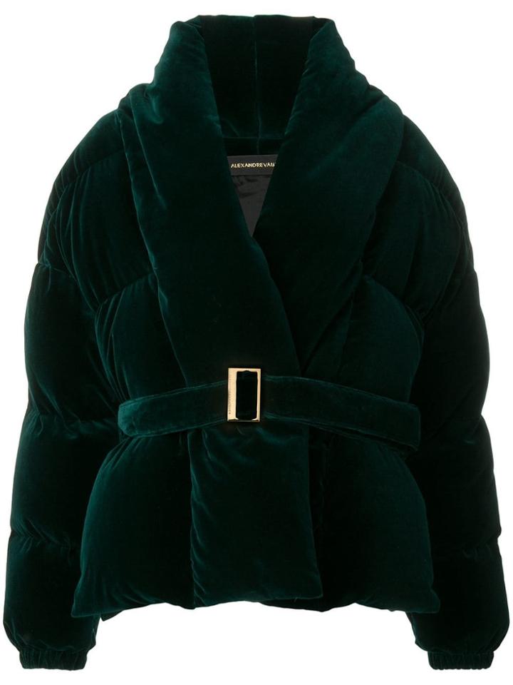 Alexandre Vauthier Oversized Velvet Down Jacket - Green