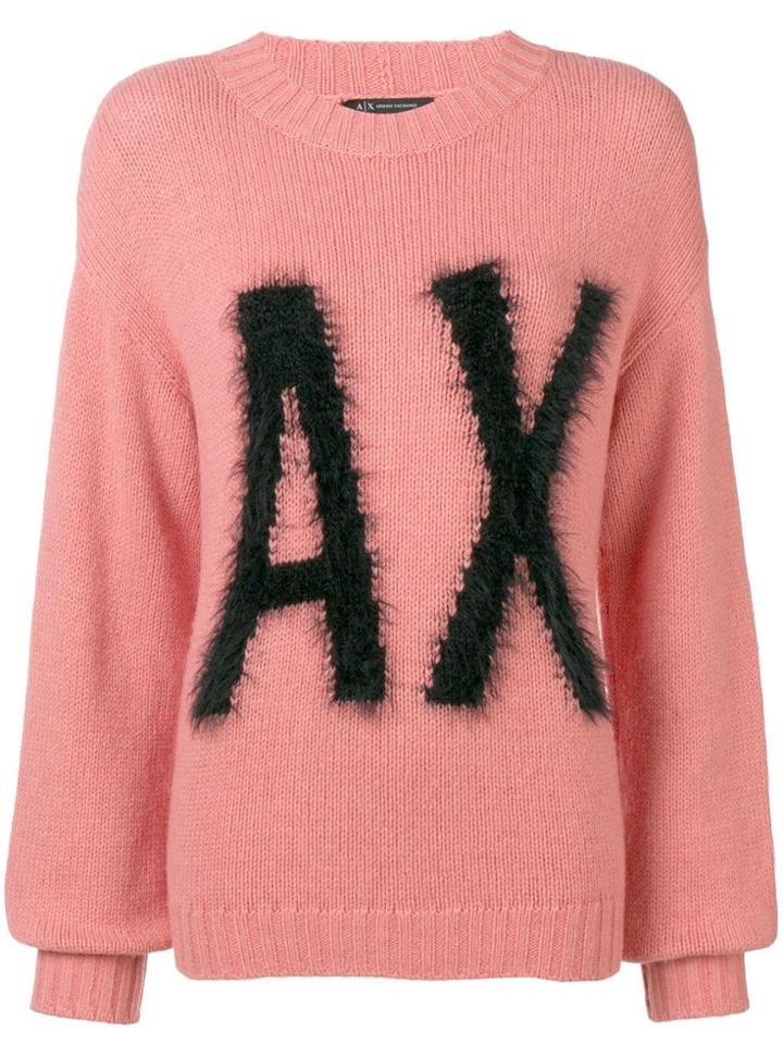 Armani Exchange Logo Lettering Jumper - Pink & Purple