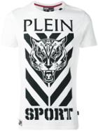 Plein Sport Tiger Print T-shirt, Men's, Size: Xxl, White, Cotton
