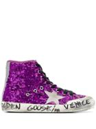 Golden Goose Deluxe Brand Sequined Venice Sneakers - Purple
