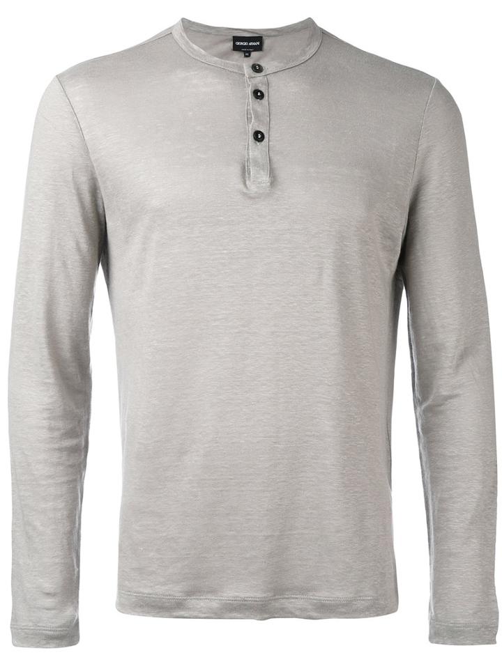 Serafina Henley - Men - Linen/flax - 52, Nude/neutrals, Linen/flax, Giorgio Armani