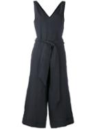 Masscob Belted Cropped Jumpsuit, Women's, Size: 40, Black, Linen/flax