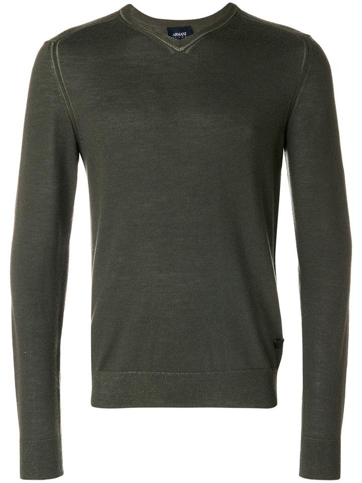 Armani Jeans - V-neck Jumper - Men - Viscose/wool - Xxl, Green, Viscose/wool