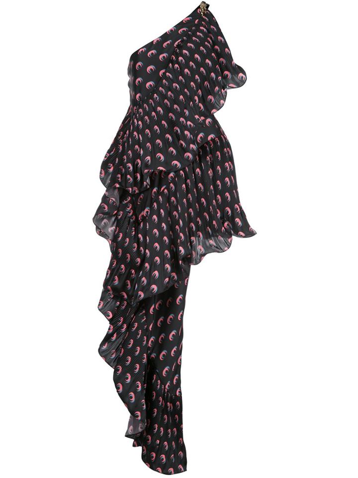 Marine Serre Asymmetric Hybrid Flamenco Dress - Black