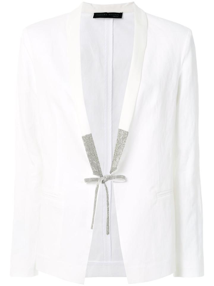 Fabiana Filippi Embellished Tie Blazer - White