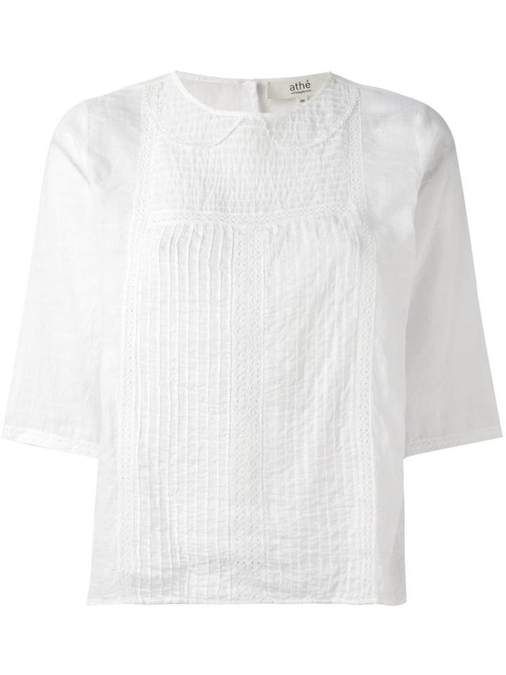 Vanessa Bruno Athé Three-quarters Sleeve Lace Blouse, Women's, Size: 40, White, Cotton