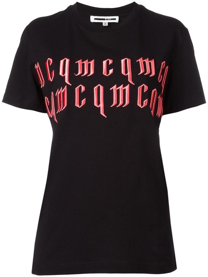 Mcq Alexander Mcqueen Logo Embroidered T-shirt, Women's, Size: Xxs, Black, Cotton