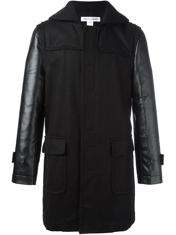 Comme Des Garçons Shirt Panelled Sleeve Coat, Men's, Size: Medium, Black, Cotton/nylon/polyurethane/wool