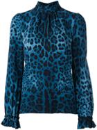 Dolce & Gabbana Vintage Leopard Print Blouse - Blue