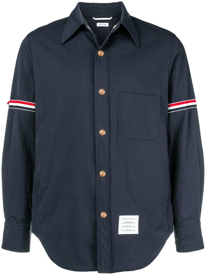 Thom Browne Solid Nylon Armband Shirt Jacket - Blue