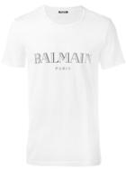 Balmain Logo T-shirt, Men's, Size: Medium, White, Cotton