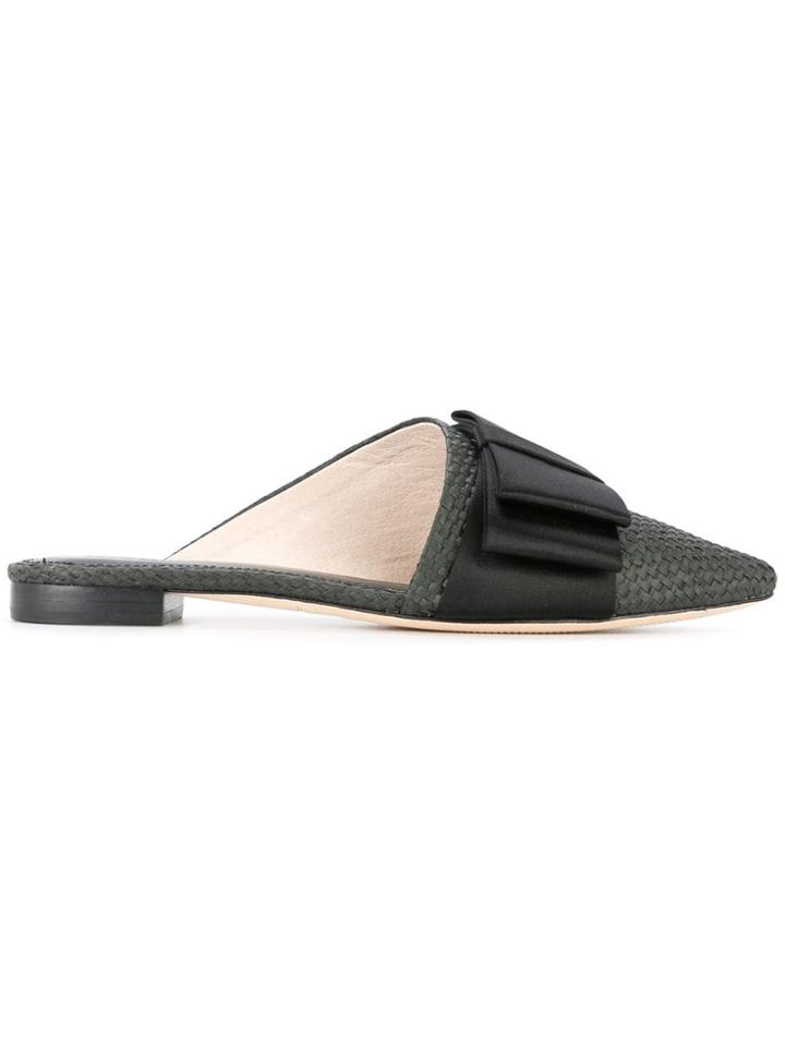 Mara & Mine Lauryn Raffia Bow Mules - Black