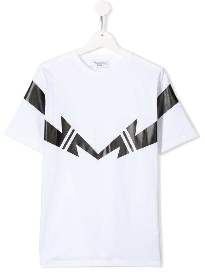 Neil Barrett Kids Printed Lightning Bolt T-shirt - White