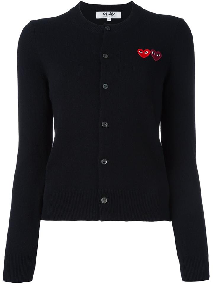 Comme Des Garçons Play Logo Print Cardigan - Black