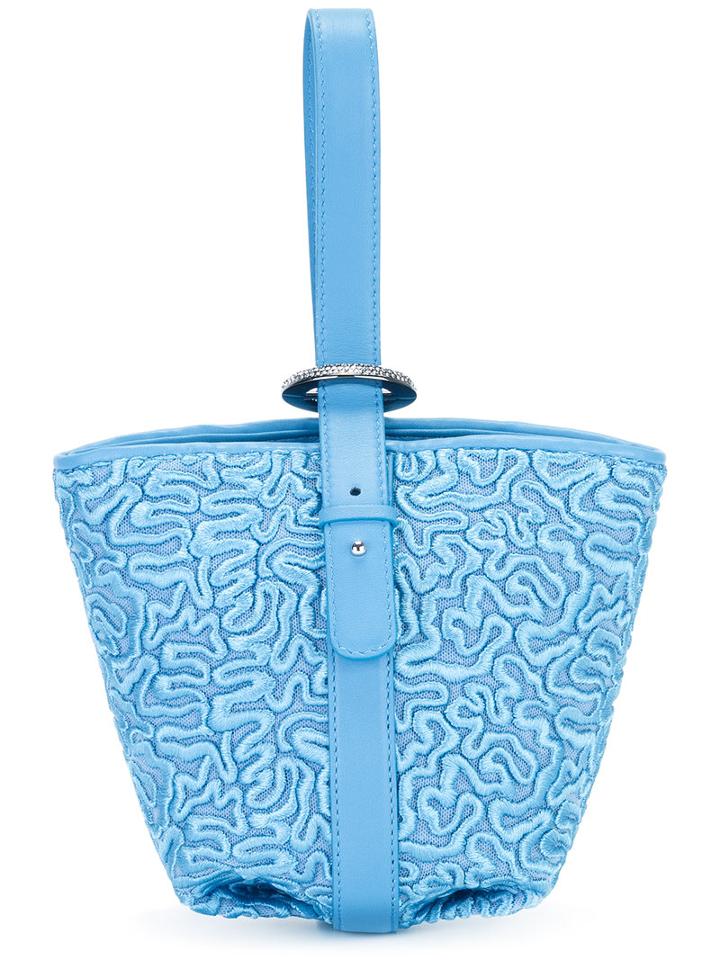 Ermanno Scervino Embroidered Detail Tote Bag, Women's, Blue, Polyester/leather