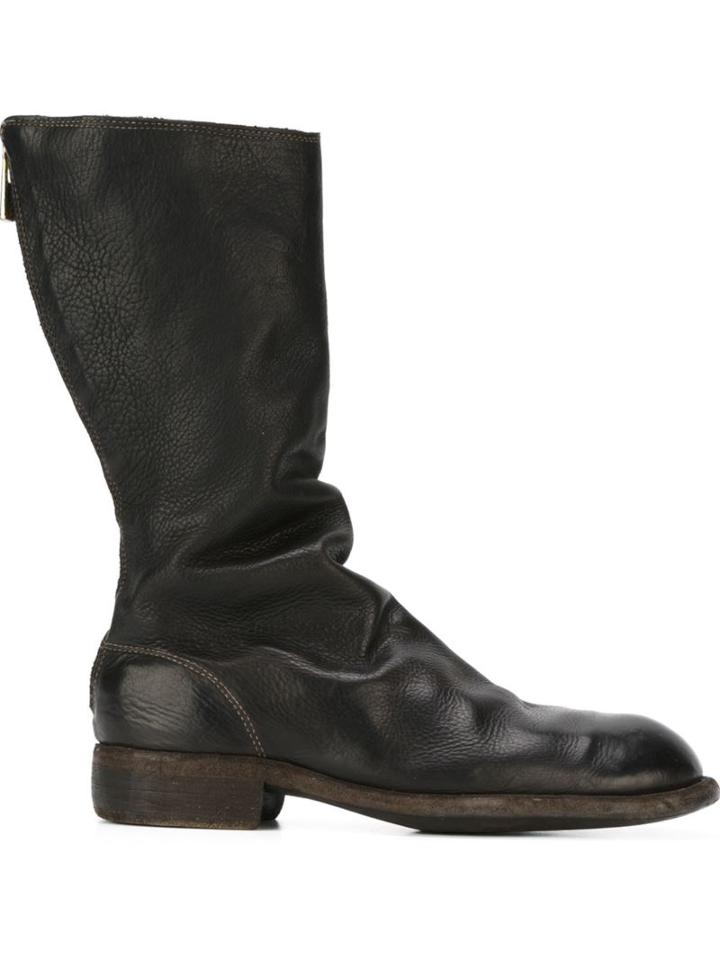 Guidi Distressed Zipped Boots, Women's, Size: 38, Black, Leather