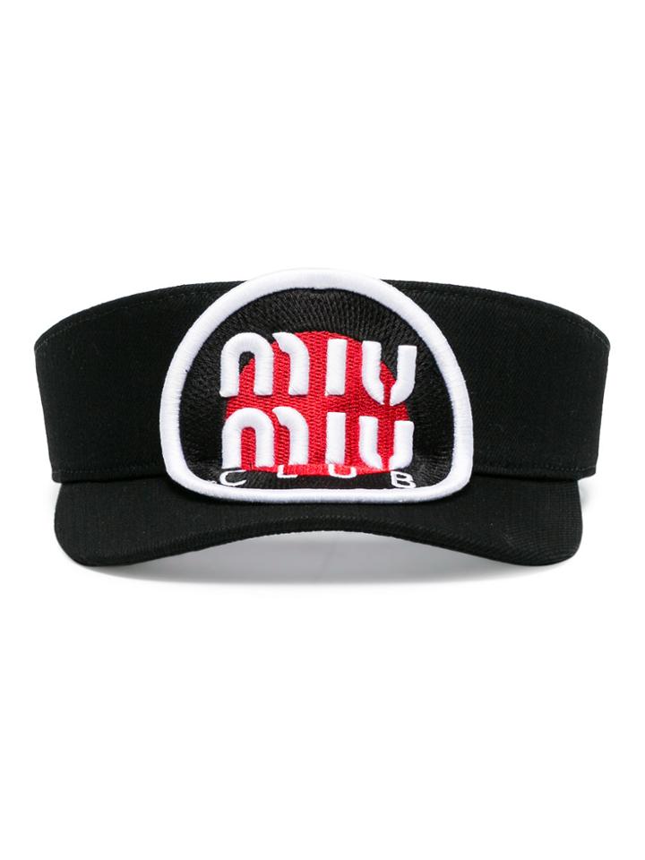 Miu Miu Logo Denim Visor - Black