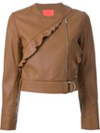 Manning Cartell Frill Detail Jacket, Women's, Size: 6, Brown, Leather
