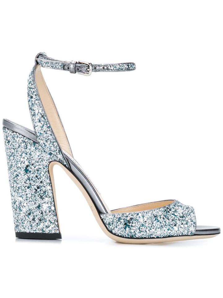 Jimmy Choo Miranda 100 Glitter Sandals - Blue