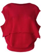 Issey Miyake Cauliflower Square A-poc Stretch Pleat Top, Women's, Red, Recycled Polyester