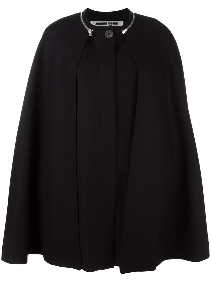 Mcq Alexander Mcqueen Zipper Trim Cape, Women's, Size: 38, Black, Wool/polyamide