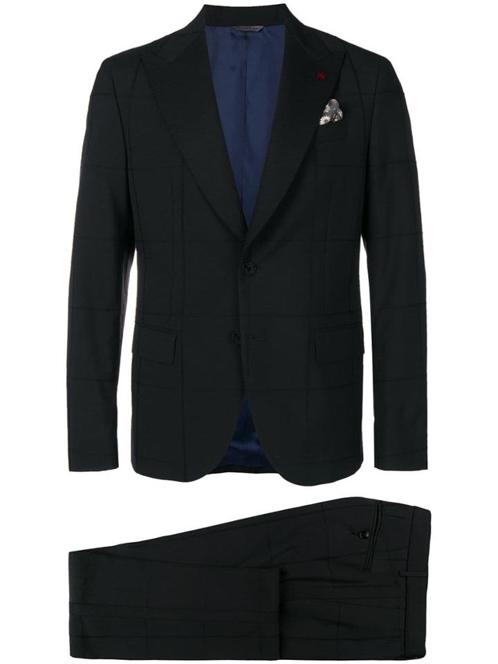 Manuel Ritz Checked Formal Suit - Black