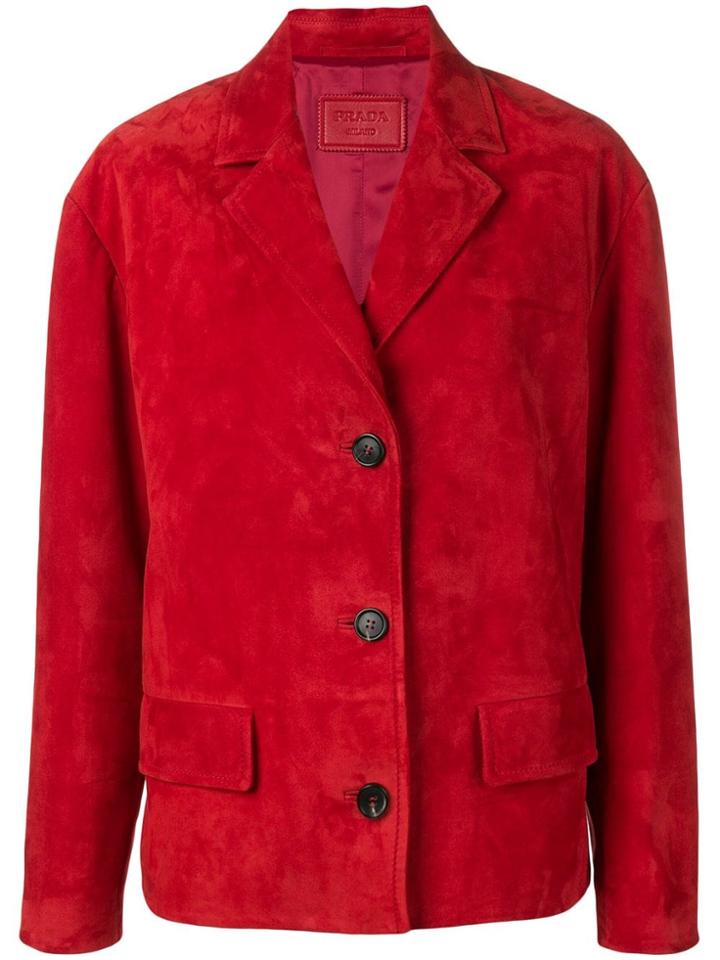 Prada Dropped Shoulder Jacket - Red